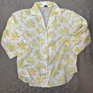 Lady Manhattan Vintage Cotton Floral Button-Up Shirt ~ 16